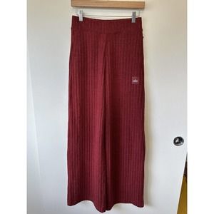 Alo Yoga NWT Ribbed Take Comfort Wide Leg Pant in Cranberry Size Small